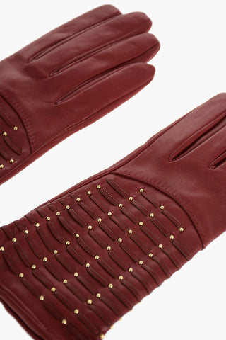 Leather Gloves with Golden Studs