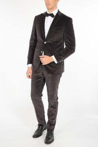 Pheasant's Eye Velvet Suit with Peak Lapel