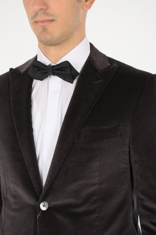Pheasant's Eye Velvet Suit with Peak Lapel