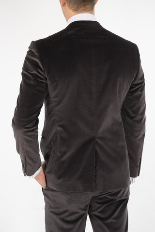 Pheasant's Eye Velvet Suit with Peak Lapel