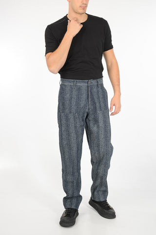 snake-print Mid-rise waist pants