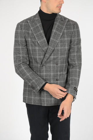 District Check ACADEMY Double Bleasted Blazer with Peak Lapel