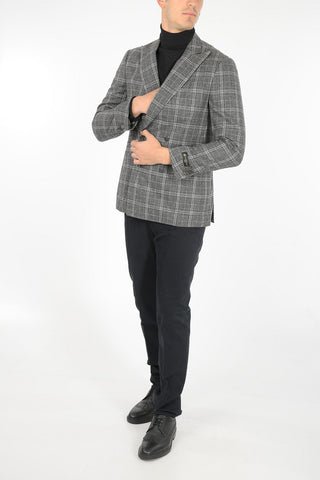 District Check ACADEMY Double Bleasted Blazer with Peak Lapel