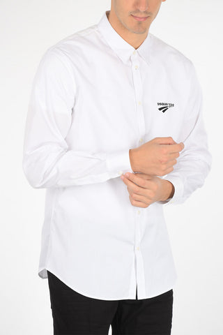 popeline classic collar shirt with logo-print