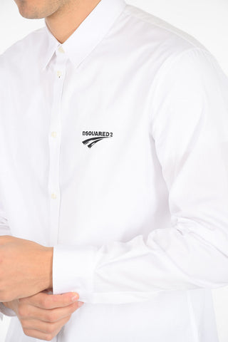 popeline classic collar shirt with logo-print