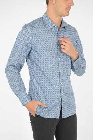 anthemion-print spread collar shirt