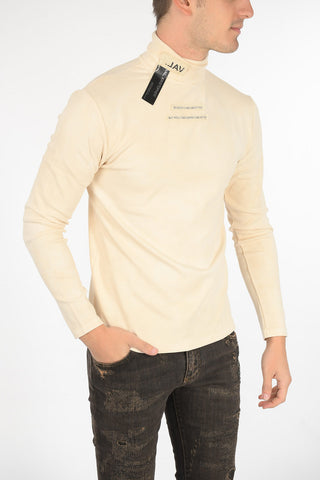 t-shirt a collo alto in cotone stretch