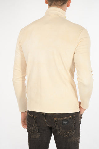 t-shirt a collo alto in cotone stretch