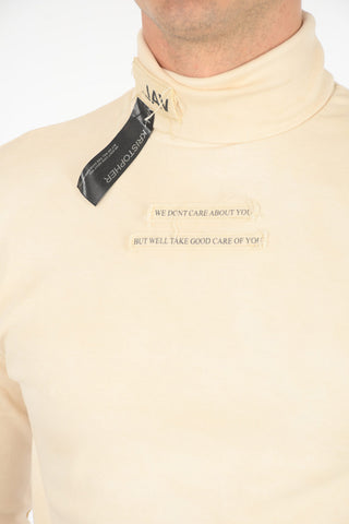 t-shirt a collo alto in cotone stretch