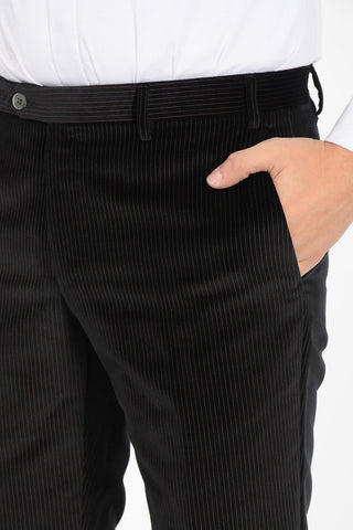 Pinstriped Velvet Suit with Peak Lapel