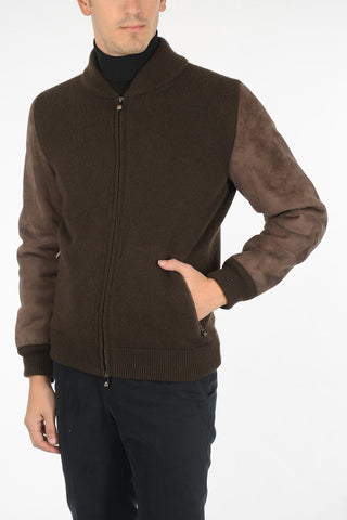 Giubbotto in Cashmere con Maniche in Suede