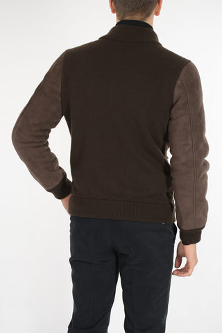 Giubbotto in Cashmere con Maniche in Suede