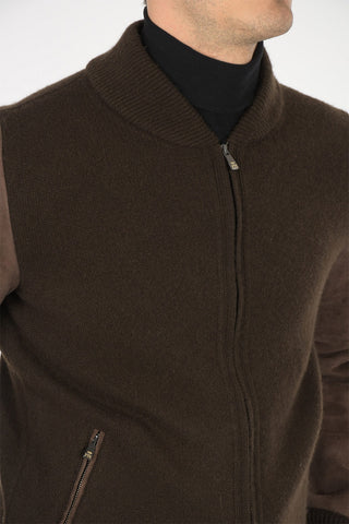 Giubbotto in Cashmere con Maniche in Suede