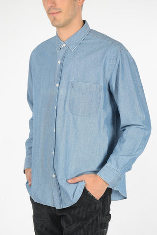 camicia denim collo italiano con Taschino