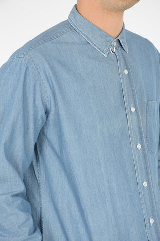 camicia denim collo italiano con Taschino