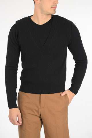 Maglione Con Doppio Collo In Lana