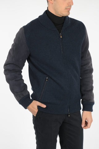 Giubbotto in Cashmere con Maniche in Suede