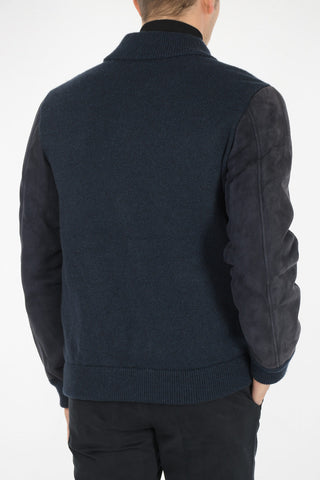 Giubbotto in Cashmere con Maniche in Suede