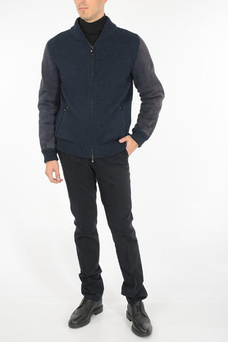 Giubbotto in Cashmere con Maniche in Suede