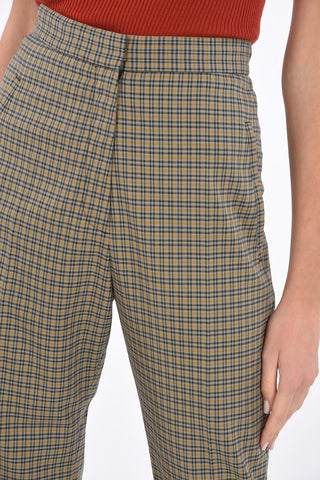 Virgin Wool Tartan high waist Pants