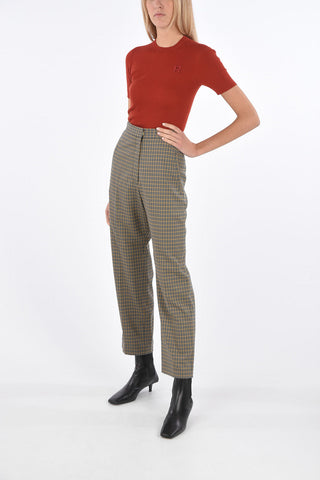 Virgin Wool Tartan high waist Pants