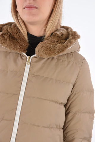 zip closure CARYSDUE down jacket with removable real fur