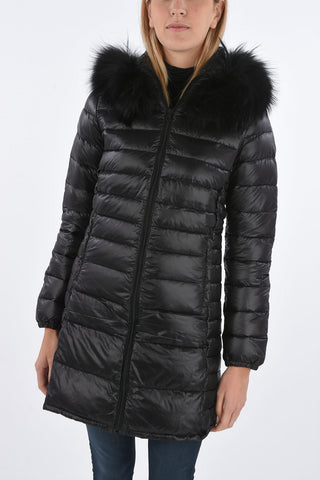 removable reale fur OCIROE long down jacket with zip closure
