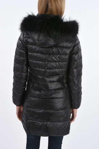 removable reale fur OCIROE long down jacket with zip closure