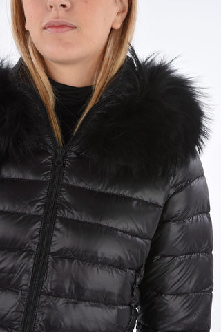 removable reale fur OCIROE long down jacket with zip closure