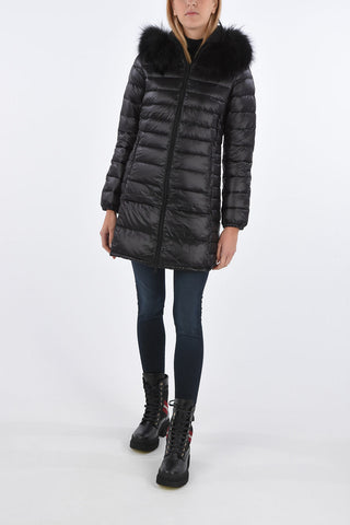 removable reale fur OCIROE long down jacket with zip closure