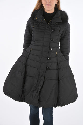 real fur LEANNAN flared down jacket with buttons