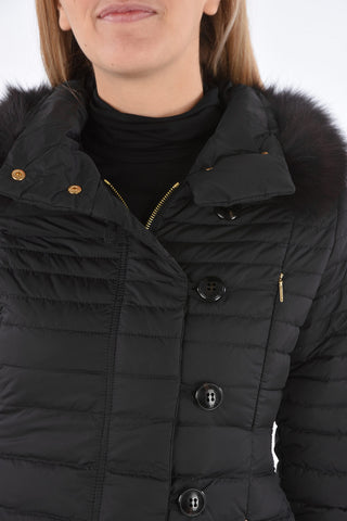 real fur LEANNAN flared down jacket with buttons