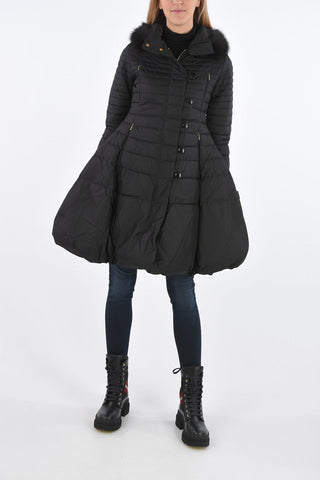 real fur LEANNAN flared down jacket with buttons