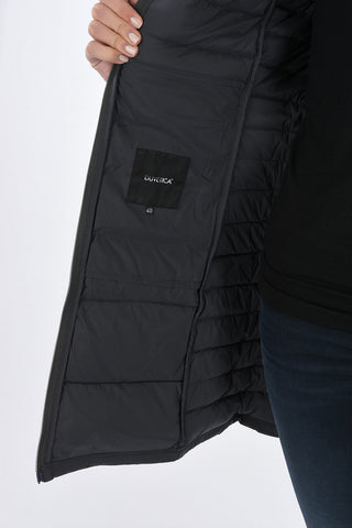 hood removable OCIROETRE down jacket with zip closure