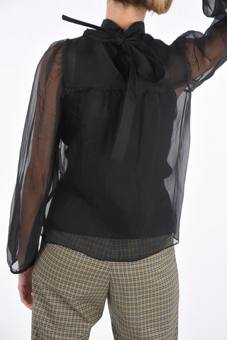 Silk sheer Blouse with bow