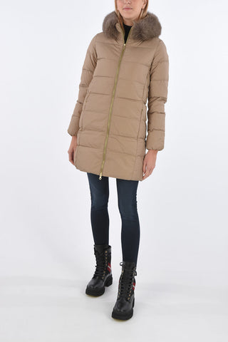 removable real fur LEXYDUE down jacket with zip closure