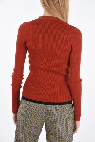 Virgin Wool Ribbed Cardigan