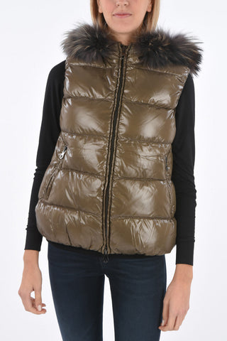 sleeveless GOCCIA down jacket with removable fur
