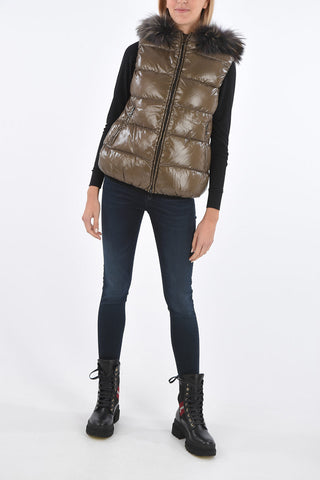 sleeveless GOCCIA down jacket with removable fur