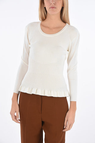 Ribbed Sweater with Frill