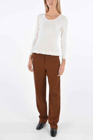 Ribbed Sweater with Frill