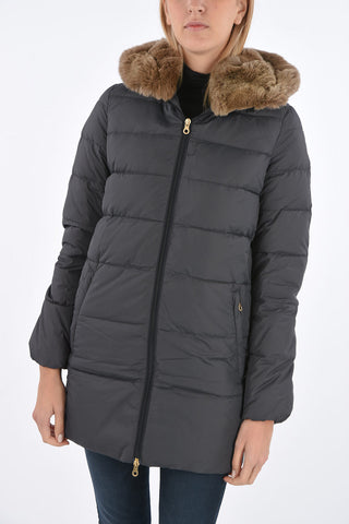 zip closure CARYSDUE down jacket with removable real fur