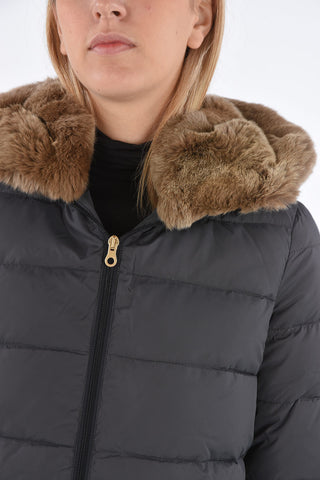zip closure CARYSDUE down jacket with removable real fur