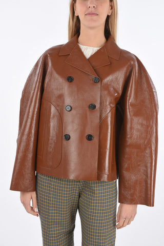 Leather Double Breasted oversized Jacket