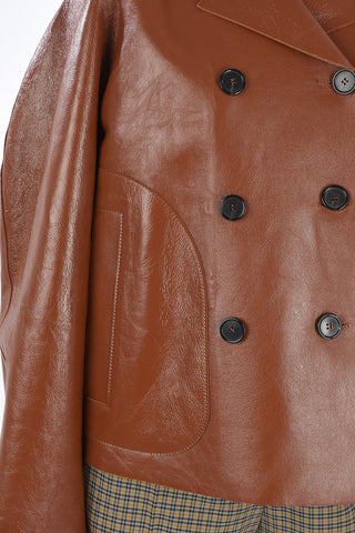 Leather Double Breasted oversized Jacket