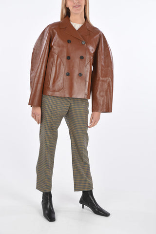 Leather Double Breasted oversized Jacket