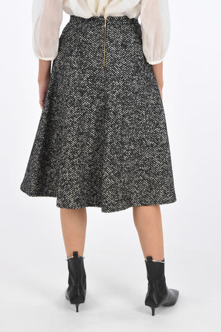 herringbone 2 pockets A-line Skirt with zip back closure