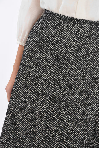 herringbone 2 pockets A-line Skirt with zip back closure