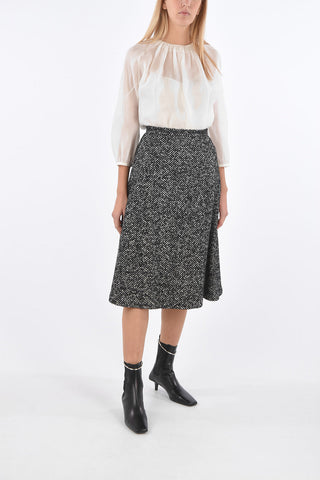 herringbone 2 pockets A-line Skirt with zip back closure