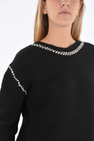 Maglia Girocollo con Applicazioni Gioiello